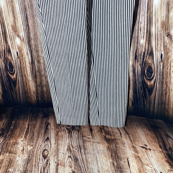 NWT ZARA Navy White Striped Trouser Pants Seersucker MidRise Stretch Women's M - Picture 5 of 14